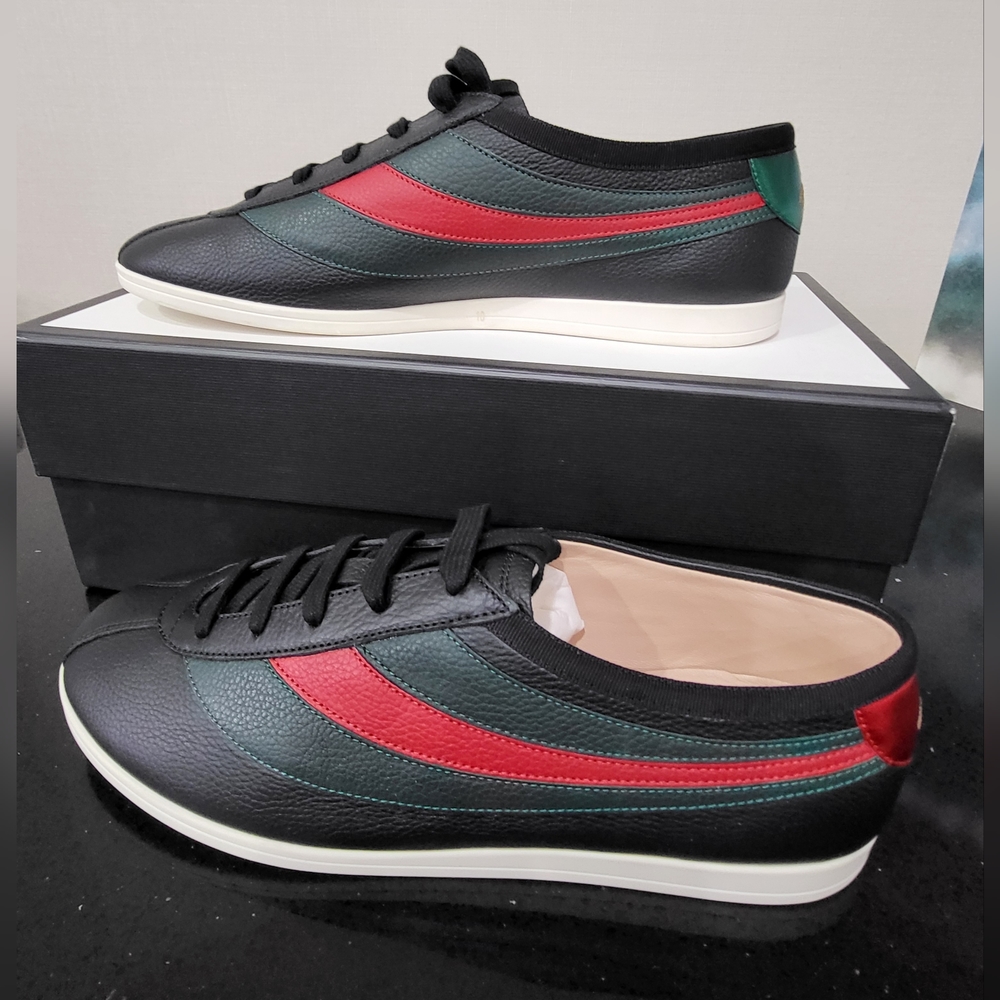 Gucci Men's Black Falacer Web Bee Sneakers  Size - 10 US